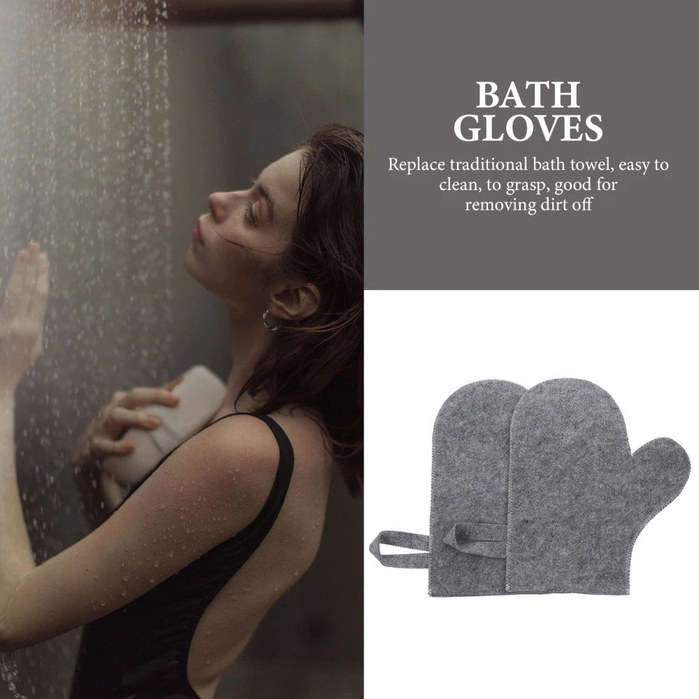 2Pcs Body Scrub Spa Mitt Glove Felt Sauna Gloves Scrubber Fashion
