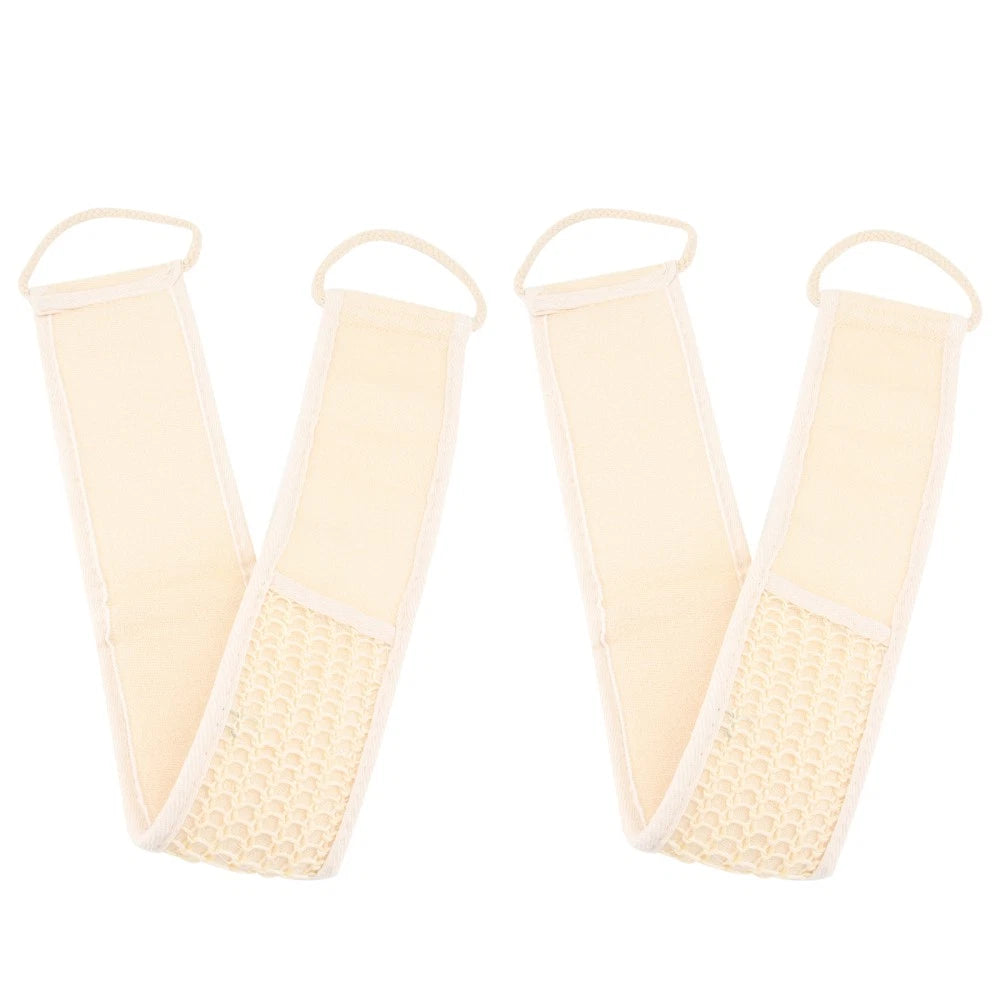 2 Pcs Shower Exfoliating Bath Scrubber Fabric Back Strap Skin Cleaning Brush