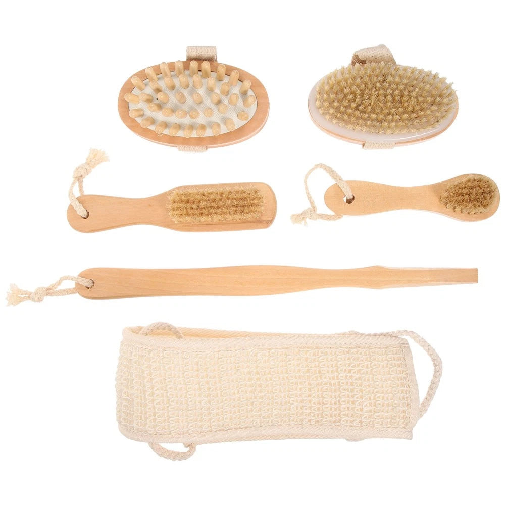 5pcs Bathing Supplies Assorted Exfoliating Brush Loofah Shower Back Scrubbing