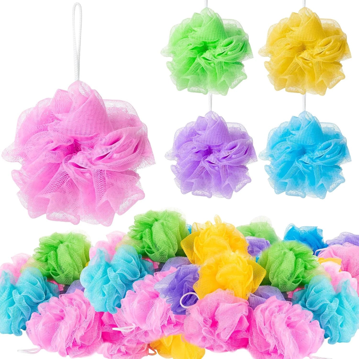 9 Pcs Bath Shower Puff Sponges Loofah Mesh Brush Ball Body Scrubber Exfoliating