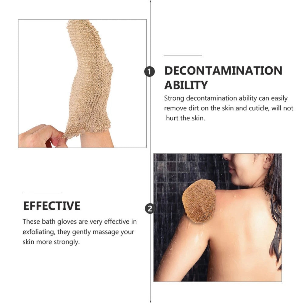 2Pcs Ramie Jute Bath Glove Exfoliating Scrubber for