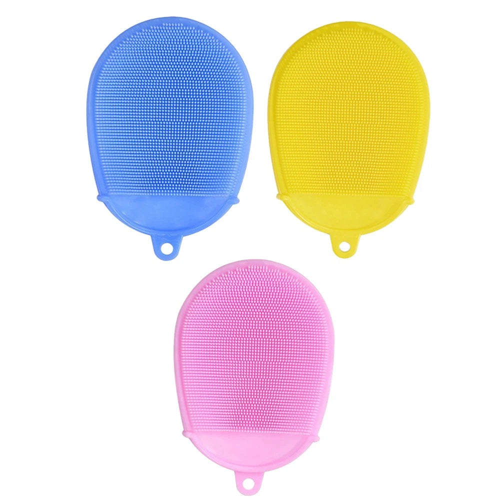 3pcs Baby Silicone Bath Scrub Massage Brush Children Bath Care Supplies