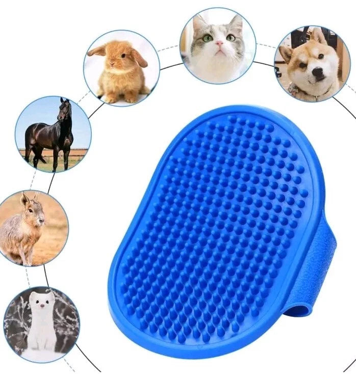 2 Pk Soft Rubber Dog Cat Bath Brush Pet Silicone Massage Comb Hair Remover BLUE