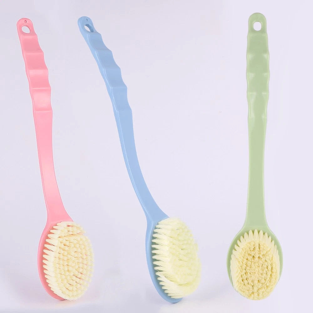 3pcs Long Handle Bath Brush Bathing Brush Shower Body Cleaning Scrubbers Back