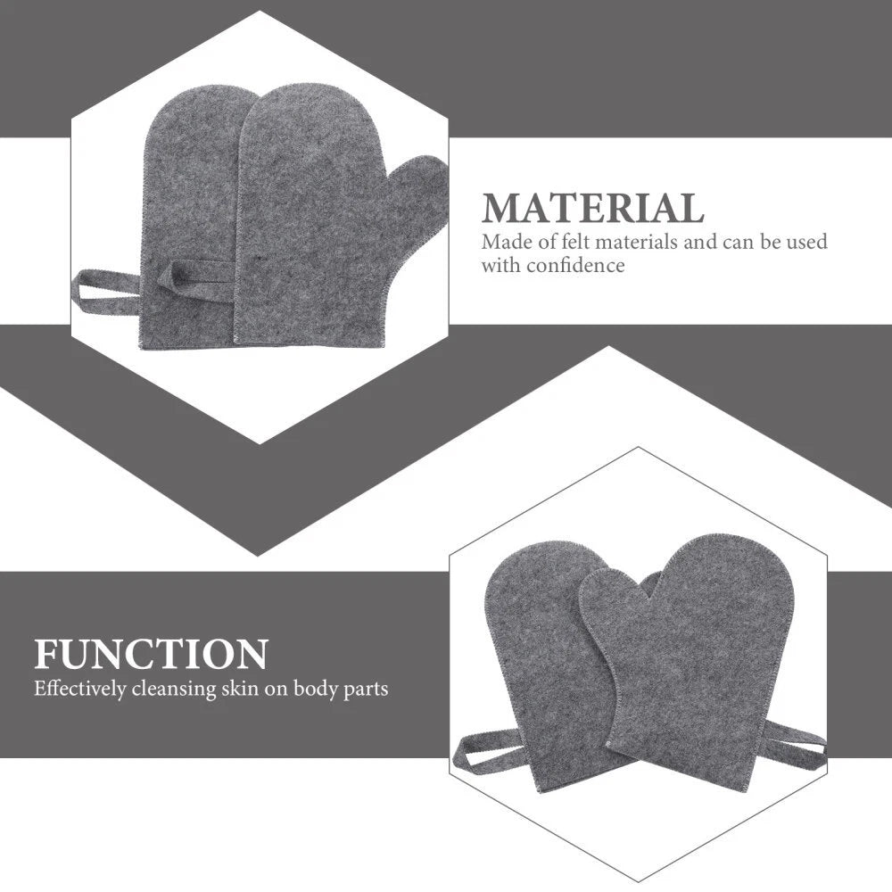 2Pcs Body Scrub Spa Mitt Glove Felt Sauna Gloves Scrubber Fashion