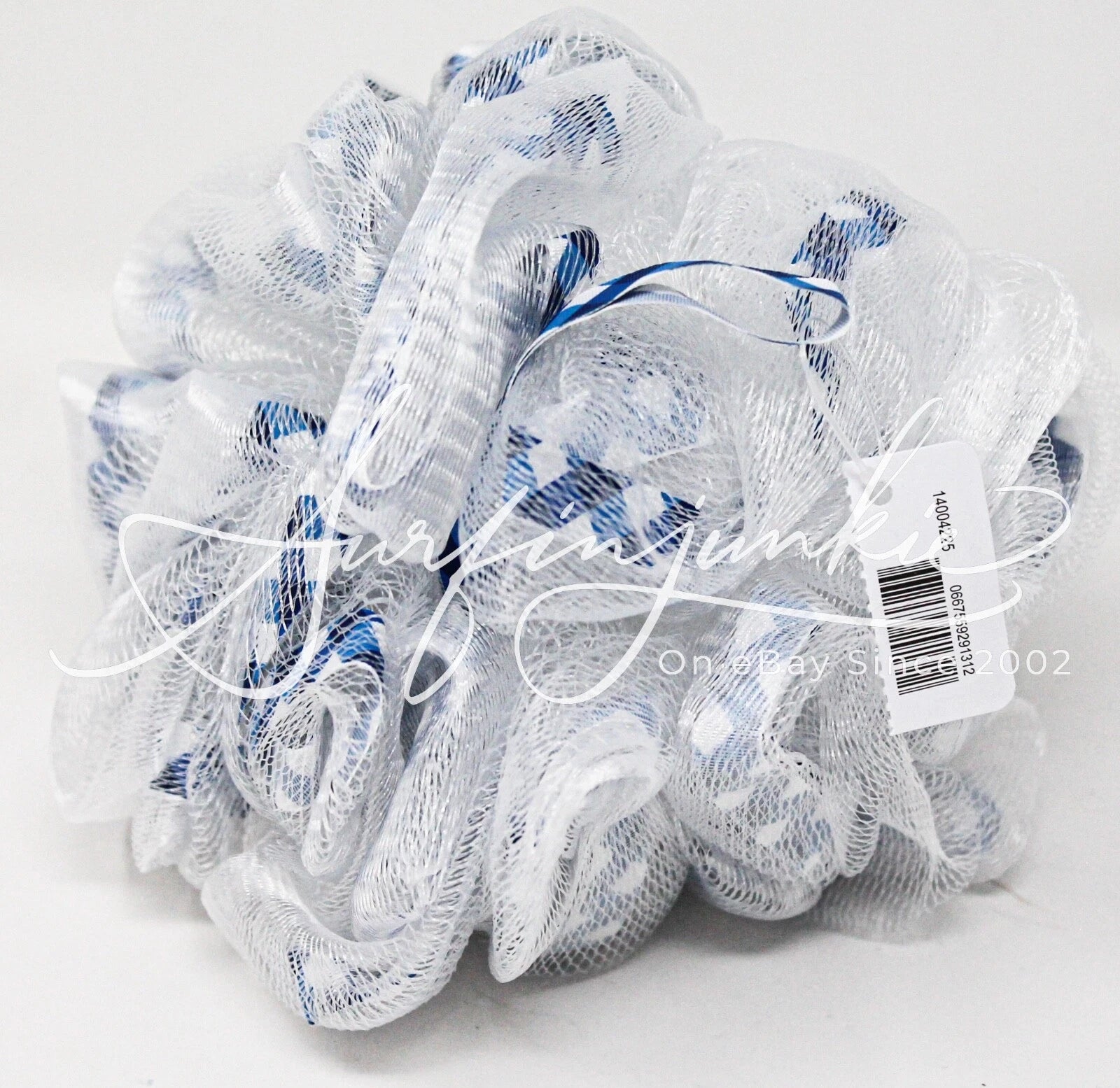 Bath & Body Works Blue Gingham Loofah Bath Shower Sponge Checkered Pattern New