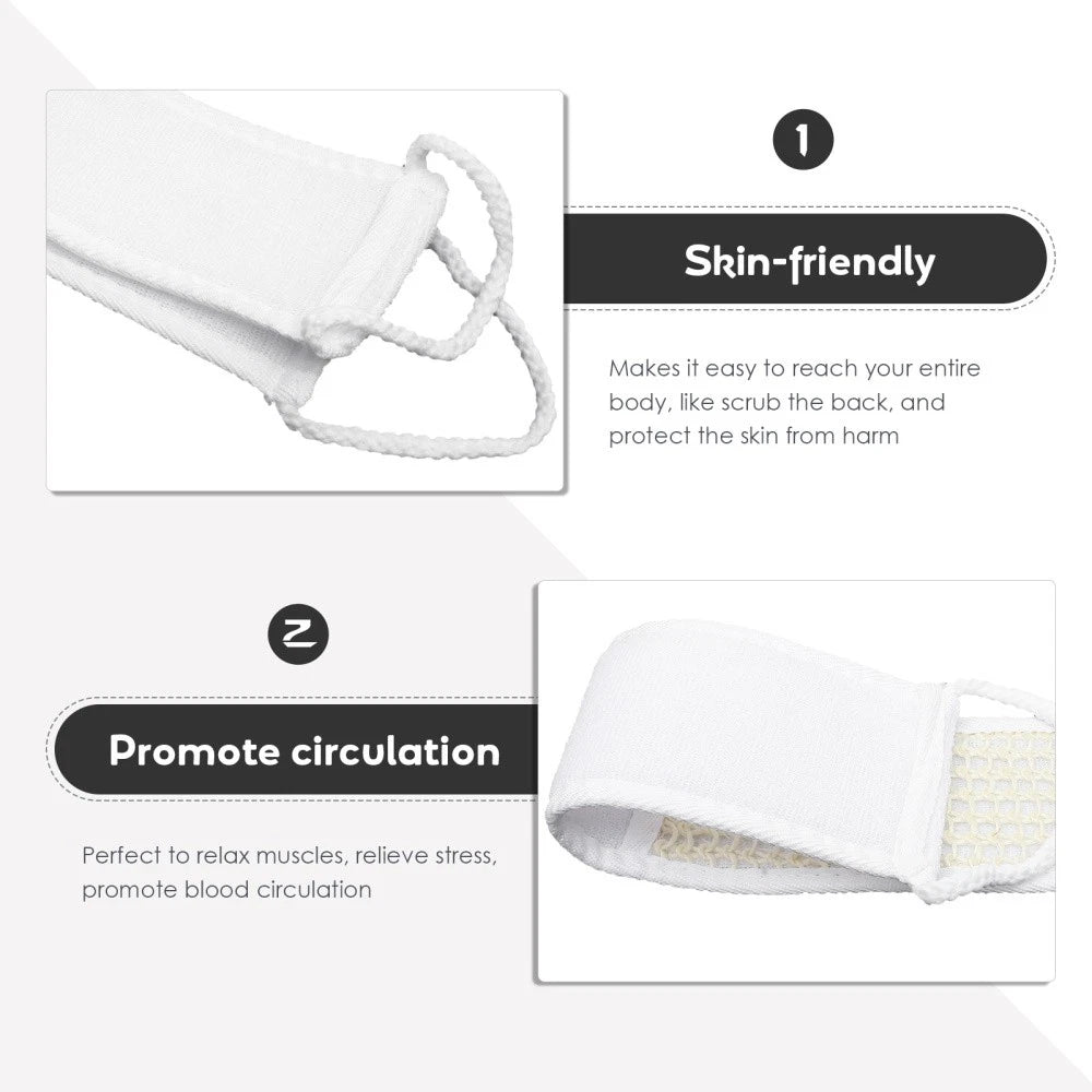 2 Pcs Shower Exfoliating Bath Scrubber Fabric Back Strap Skin Cleaning Brush