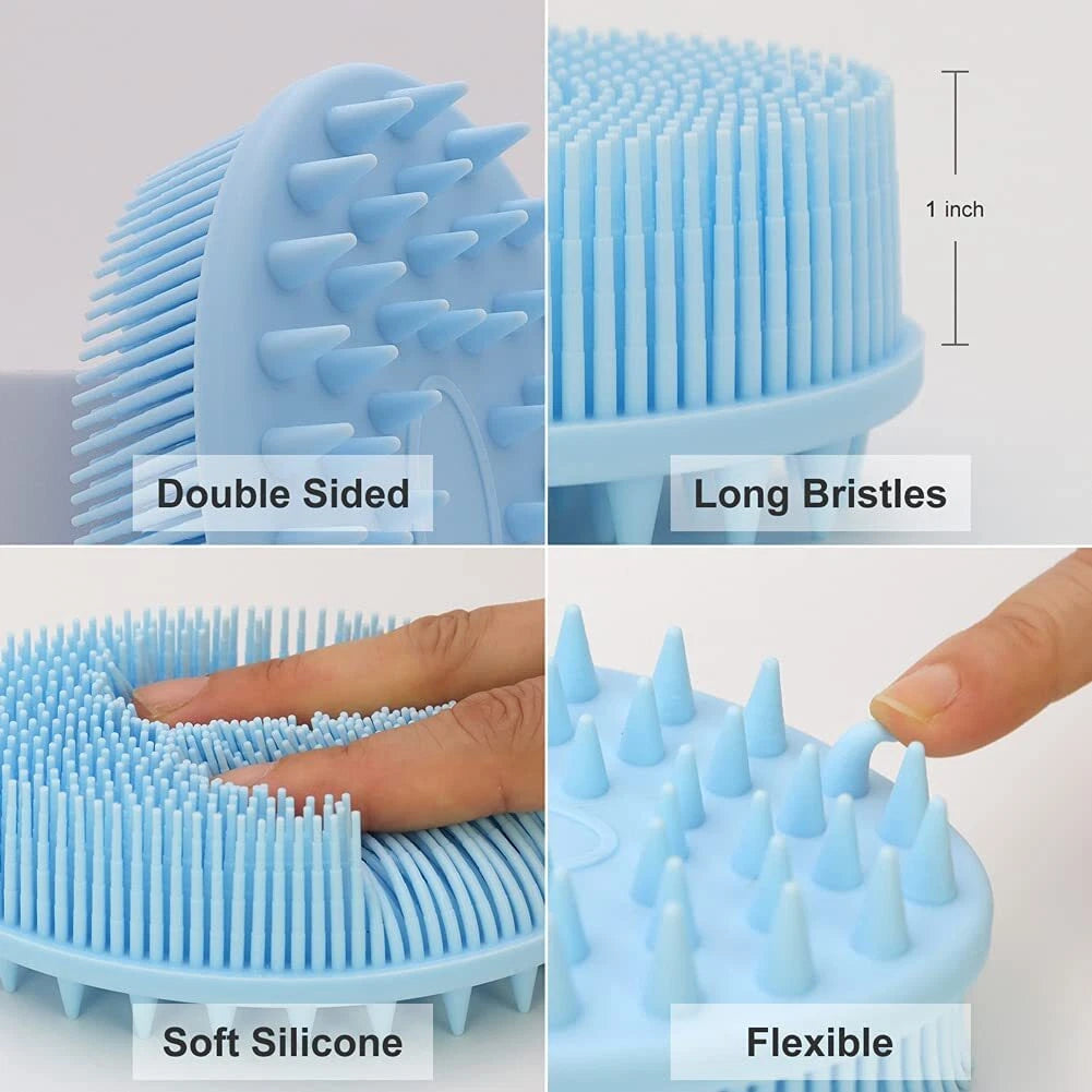 2-In-1 Silicone Body Scrubber and Hair Shampoo Brush Exfoliating Body Scrub 1Pc