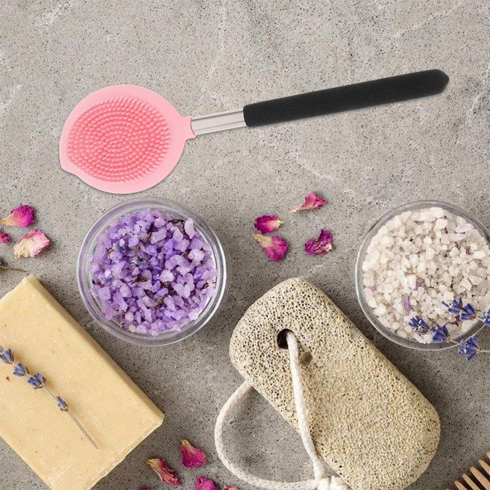 2 Pcs Bath Brush Child Back for Shower Ergonomic Silicone Body Scrubber