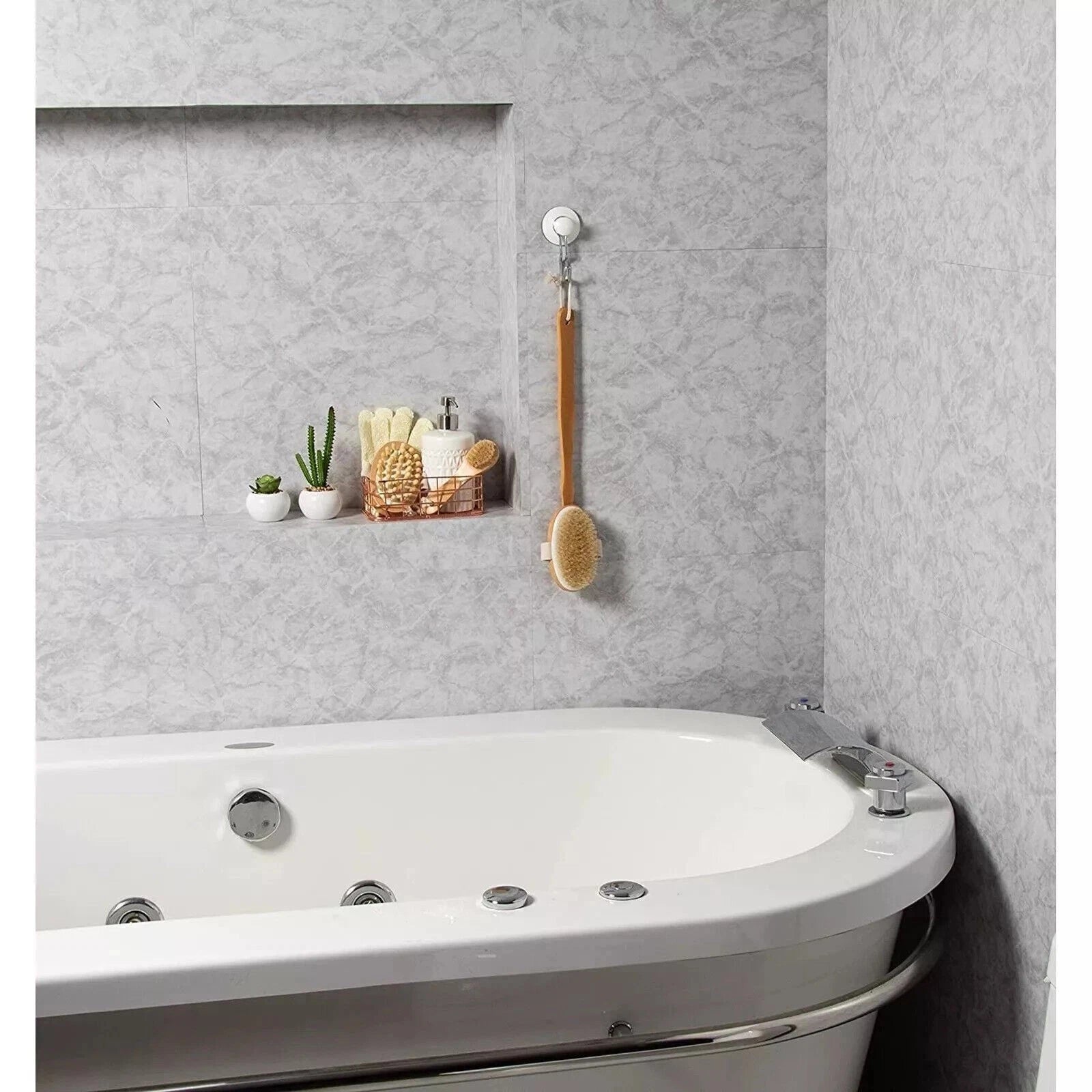 4x Long Handle Bath Brush Natural Bristles Body Back Shower Washing Scrubber