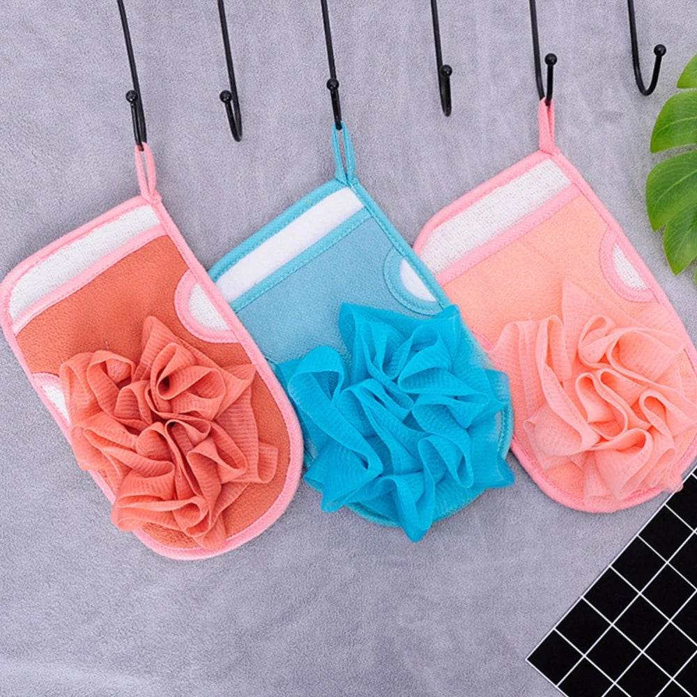 3 Pcs Bath Gloves Multi-functional Exfoliating Brush Travel Back Scrubber