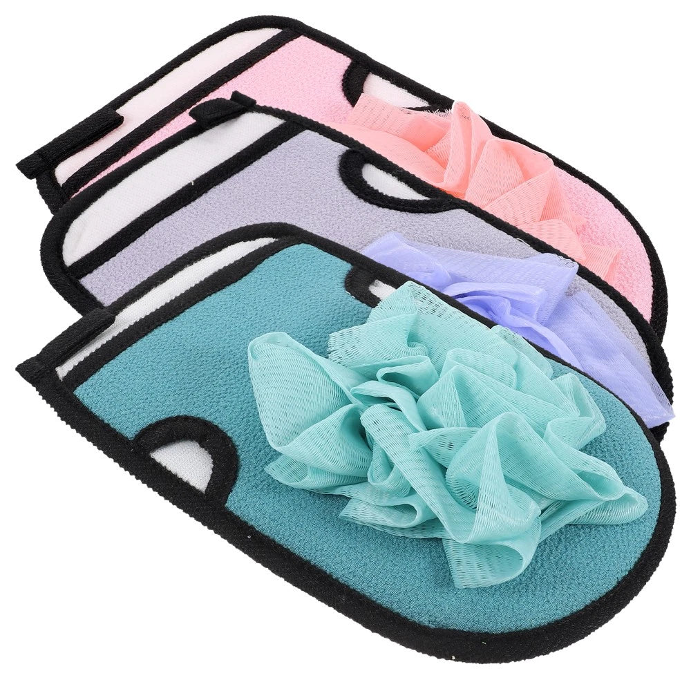3 Pcs Bath Gloves Multi-functional Exfoliating Brush Travel Back Scrubber