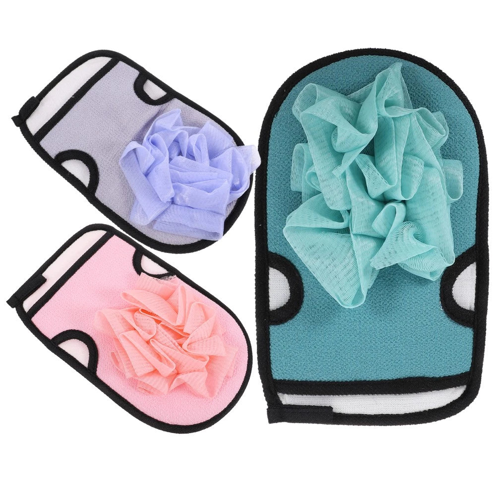 3 Pcs Bath Gloves Travel Scrubbing Multi-functional Exfoliating Brush