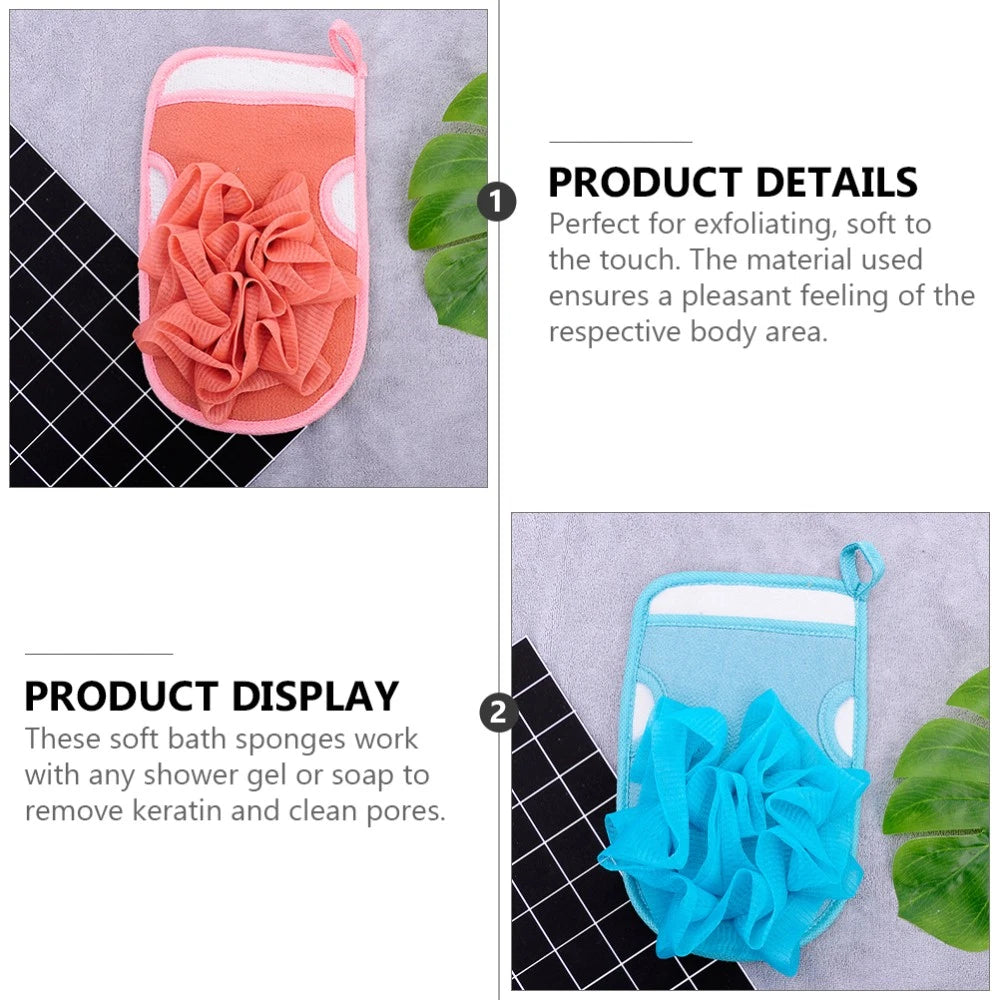 3 Pcs Bath Gloves Multi-functional Exfoliating Brush Travel Back Scrubber