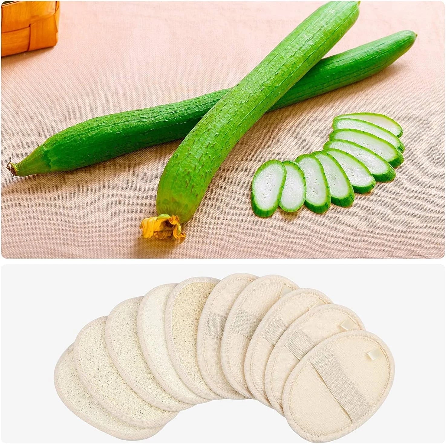10-Pack Natural Loofah & Terry Cloth Exfoliating Body Scrubbers – Shower