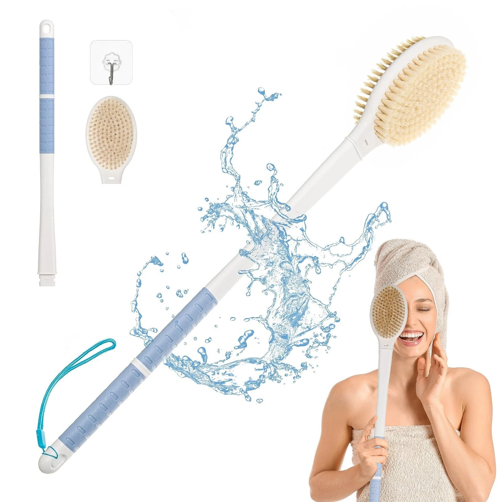 20.5" Back Bath Brush Long Handle for Shower for Men and Women