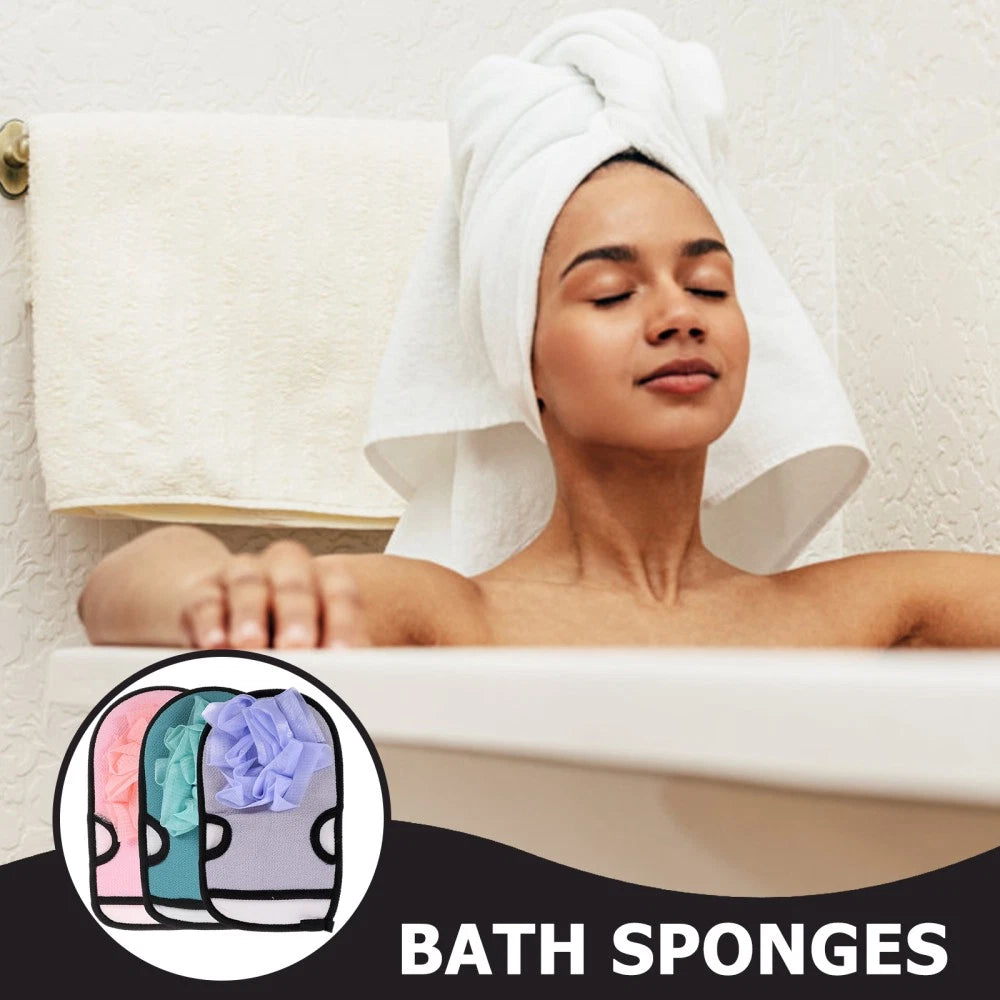 3 Pcs Bath Gloves Multi-functional Exfoliating Brush Travel Back Scrubber