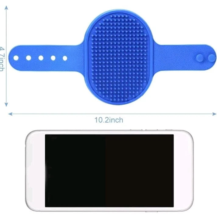 2 Pk Soft Rubber Dog Cat Bath Brush Pet Silicone Massage Comb Hair Remover BLUE