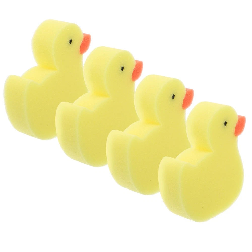 4 Pcs Little Yellow Duck Bath Brush Toddler Cute Sponge Body Shower
