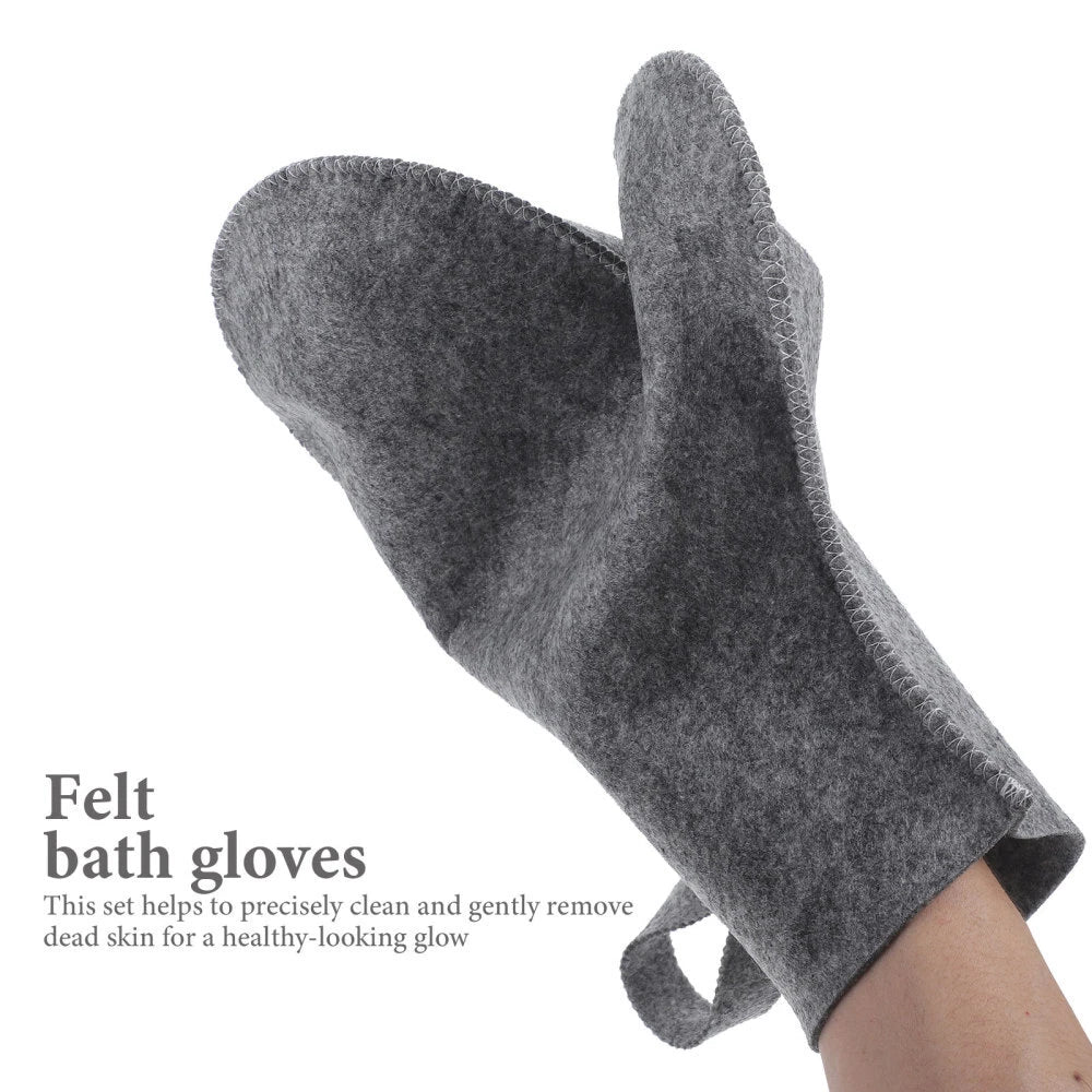 2Pcs Body Scrub Spa Mitt Glove Felt Sauna Gloves Scrubber Fashion