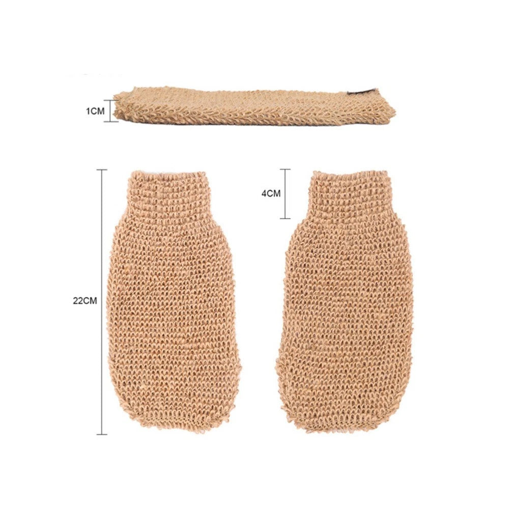 2Pcs Bath Glove Exfoliating Scrubber Ramie Jute for Body Care