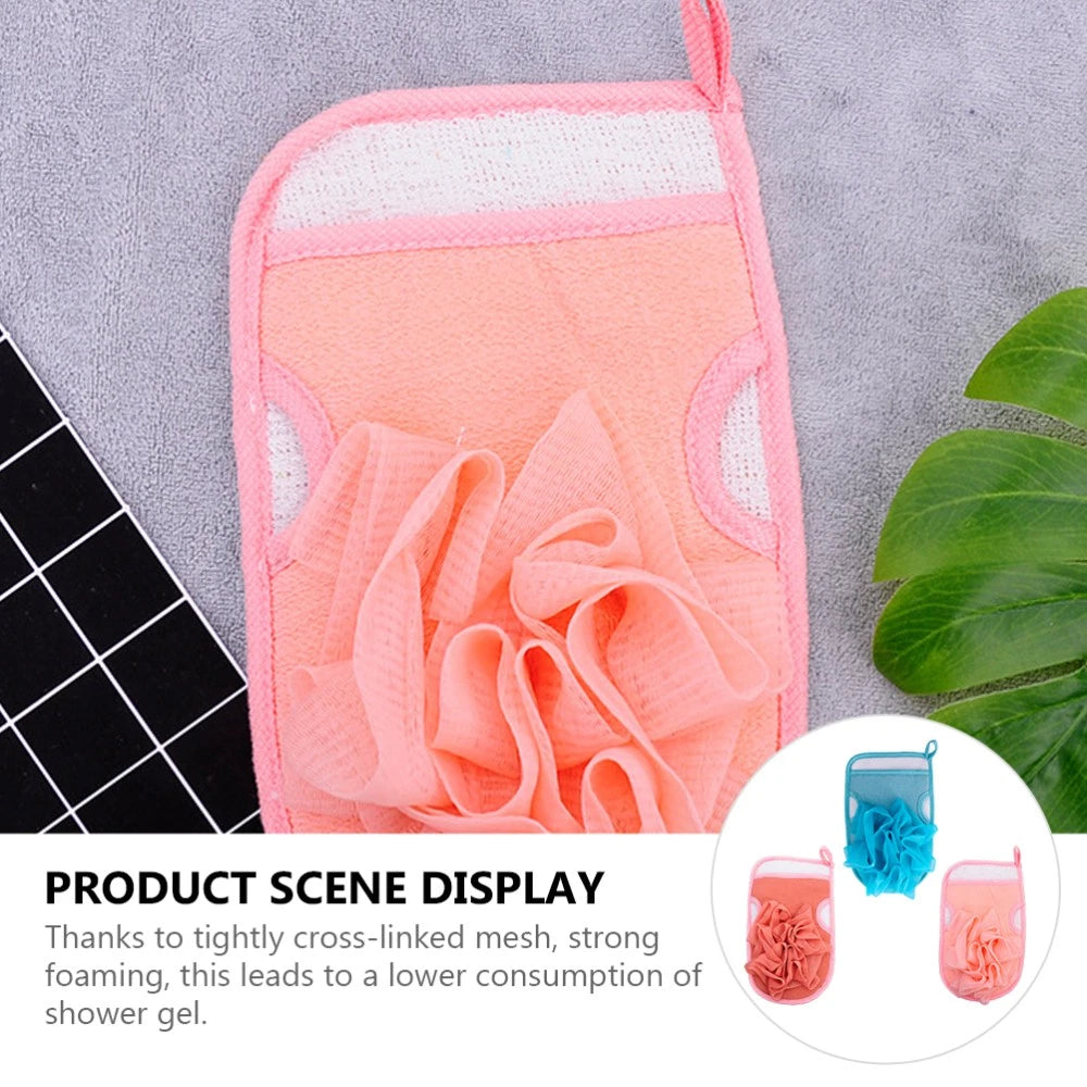 3 Pcs Bath Gloves Multi-functional Exfoliating Brush Travel Back Scrubber