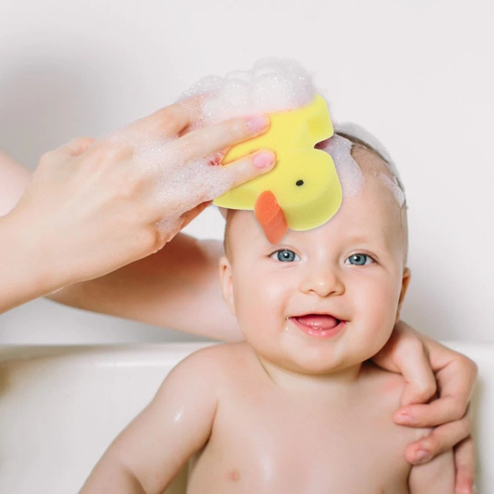 4 Pcs Little Yellow Duck Bath Brush Toddler Cute Sponge Body Shower