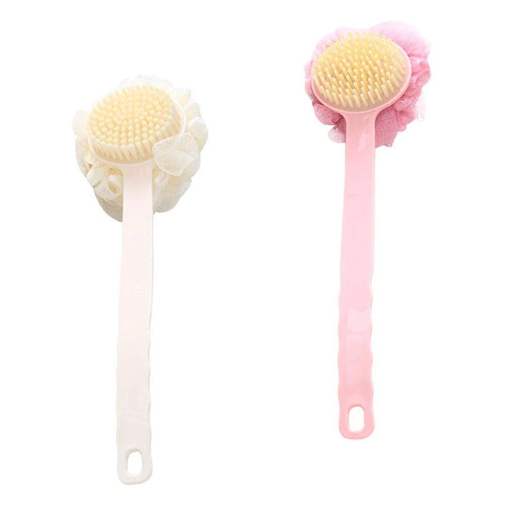 2 Pcs Back Rub Bath Brush Elderly Body Shower Scrubber Exfoliator Washing for