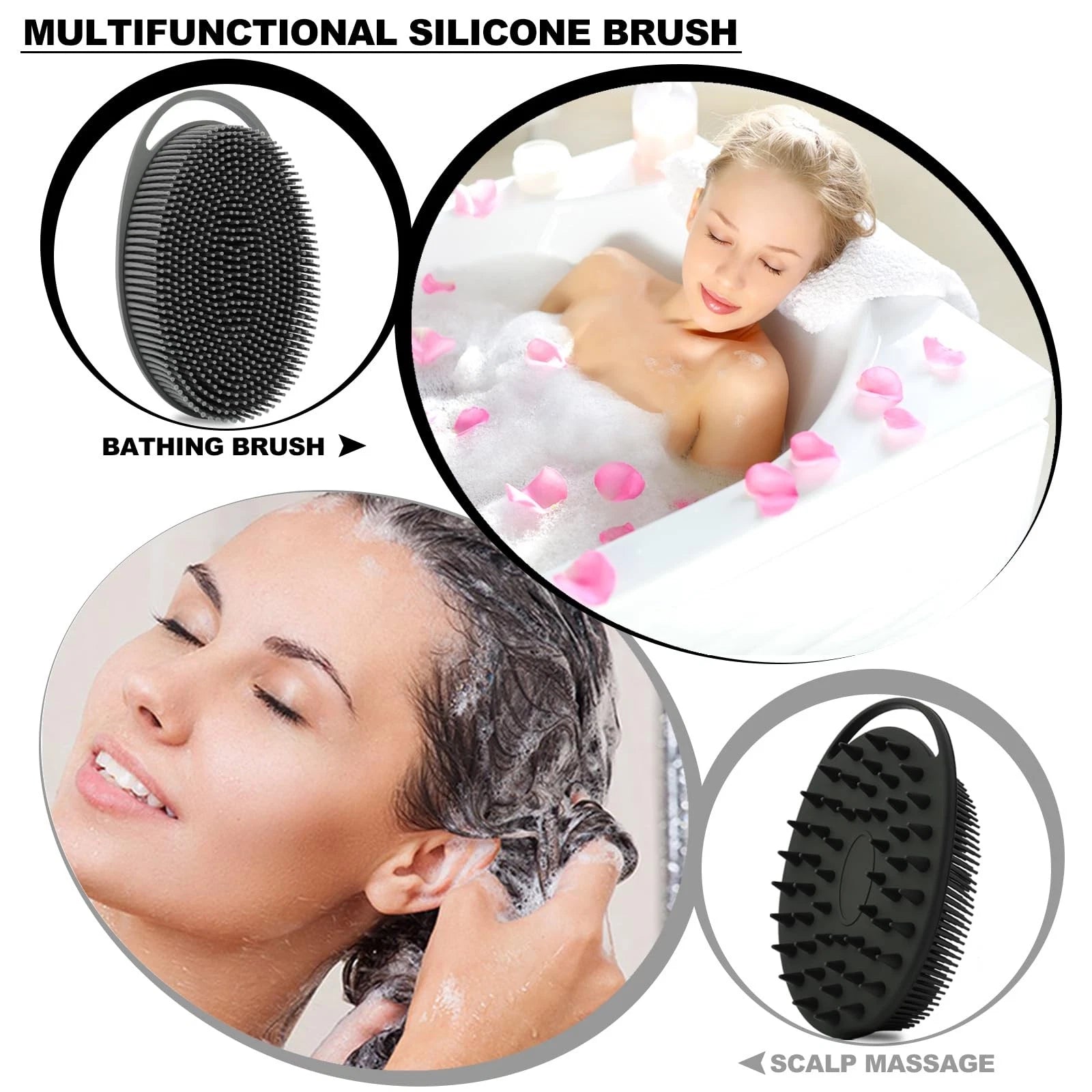 2 Pack Silicone Body Scrubber, Loofah Double-Sided Body Brush,Shower Scrubber...