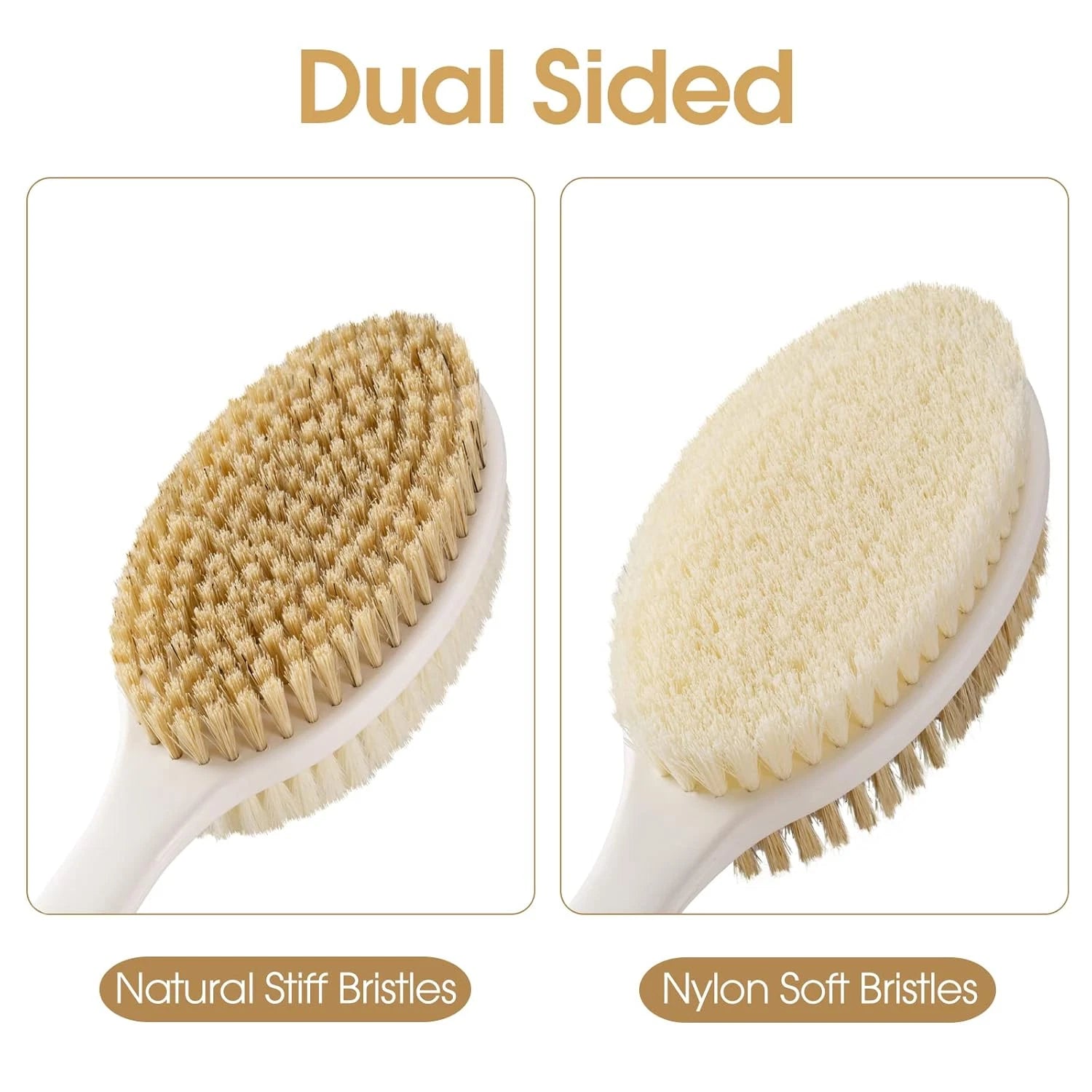 Back Scrubber for Shower Long Handle Body Brush Soft & Stiff Bristles Exfoliate