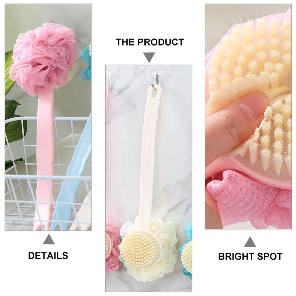 2 Pcs Back Rub Bath Brush Elderly Body Shower Scrubber Exfoliator Washing for