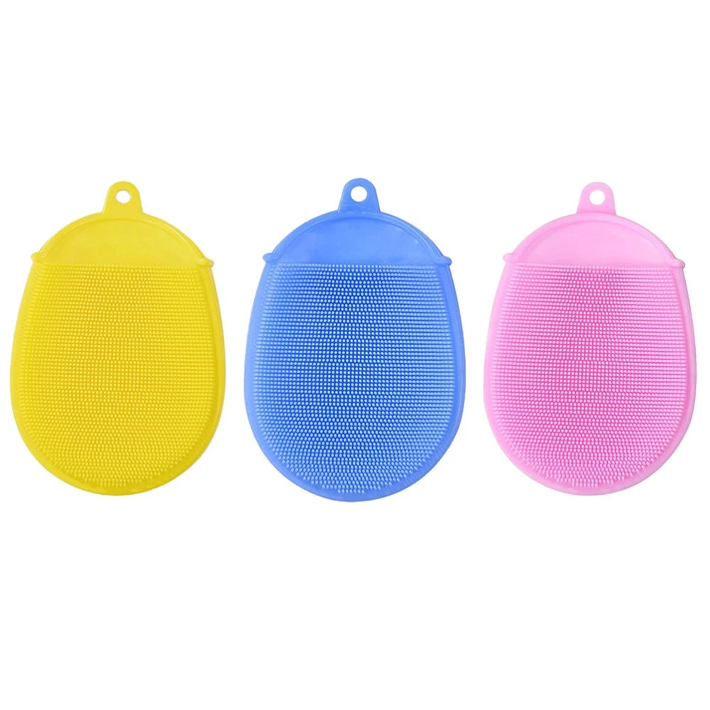3pcs Baby Silicone Bath Scrub Massage Brush Children Bath Care Supplies