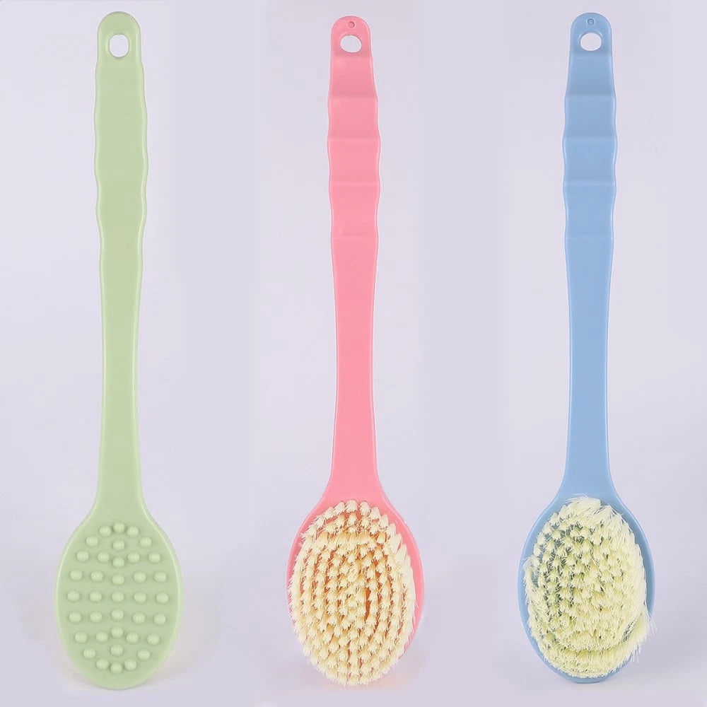 3pcs Long Handle Bath Brush Bathing Brush Shower Body Cleaning Scrubbers Back
