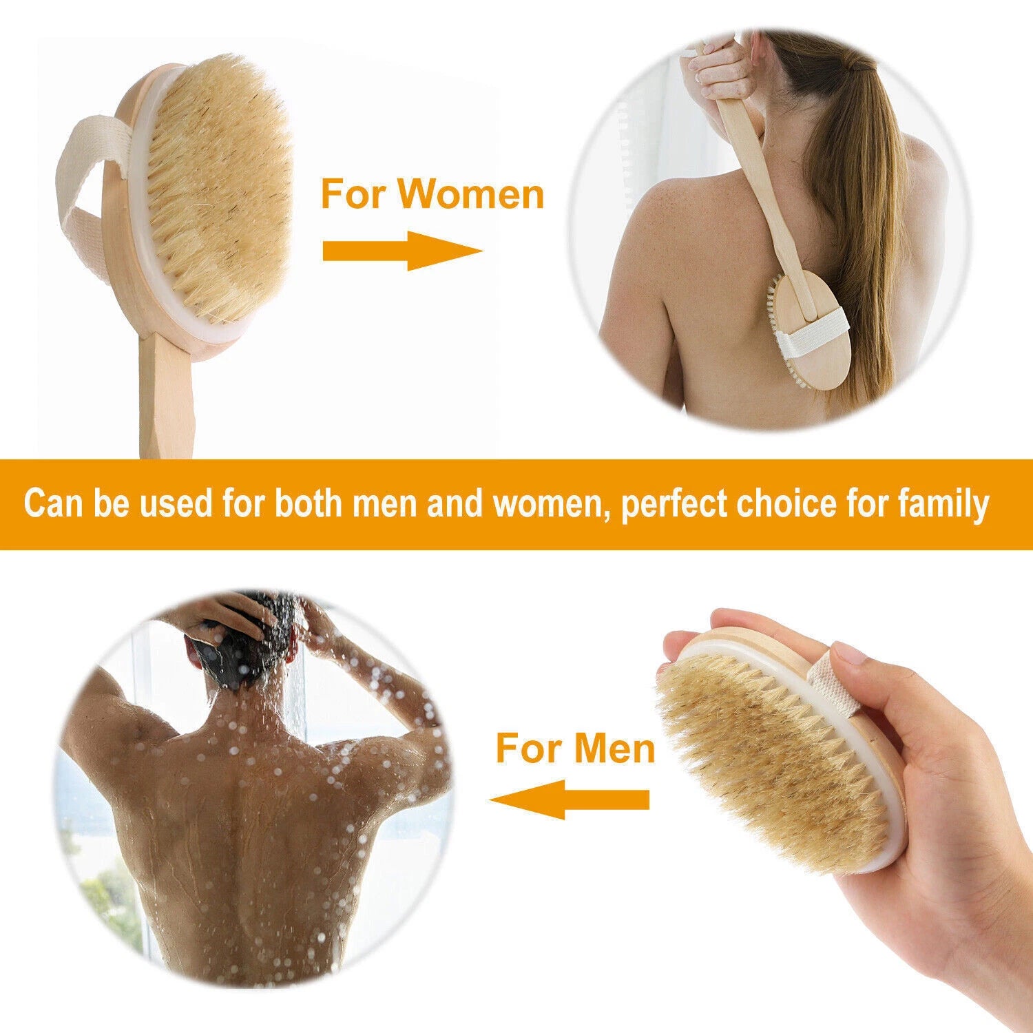 15inch Long Handle Wooden Back Scrubber Body Shower Spa Bath Exfoliating Brush