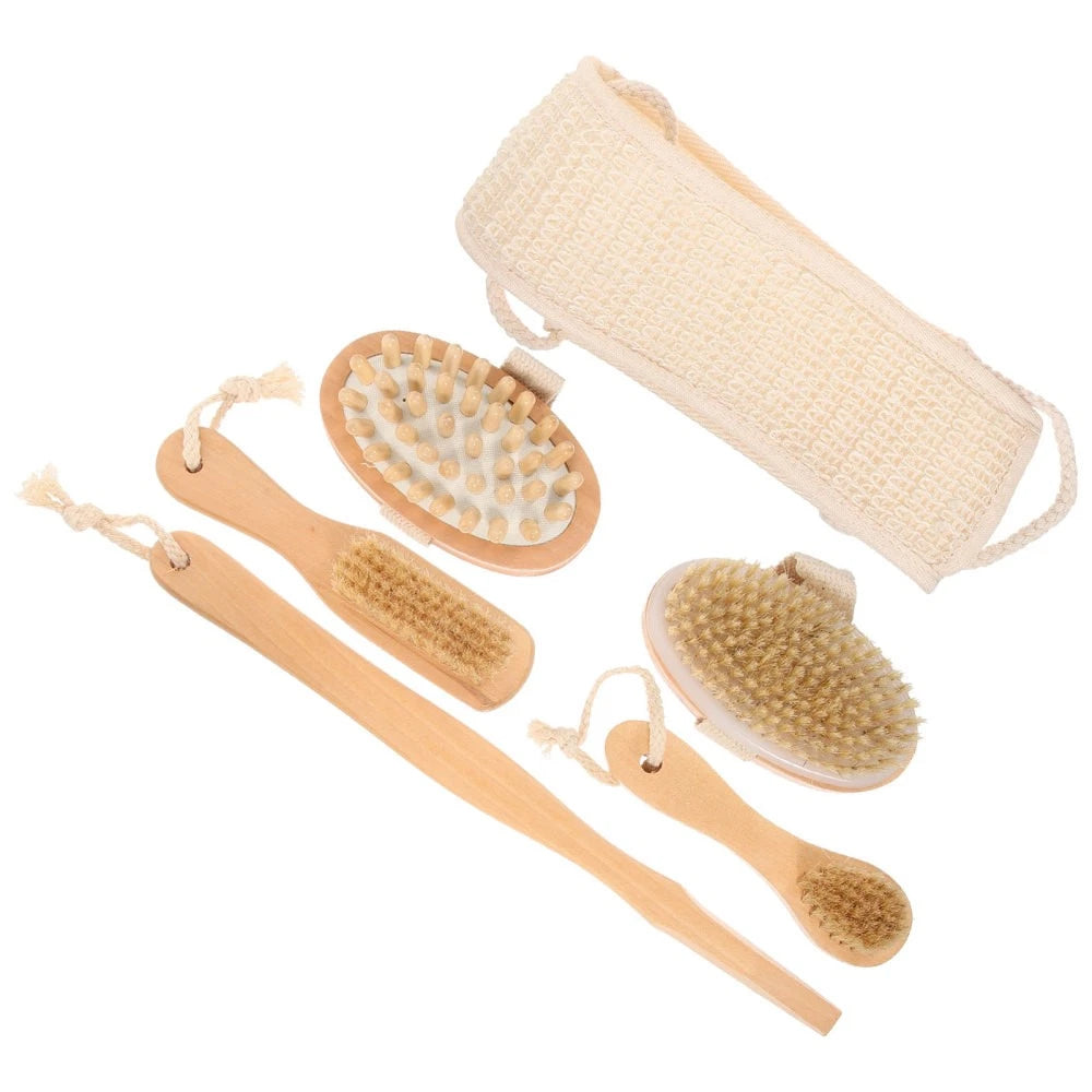 5pcs Bathing Supplies Assorted Exfoliating Brush Loofah Shower Back Scrubbing
