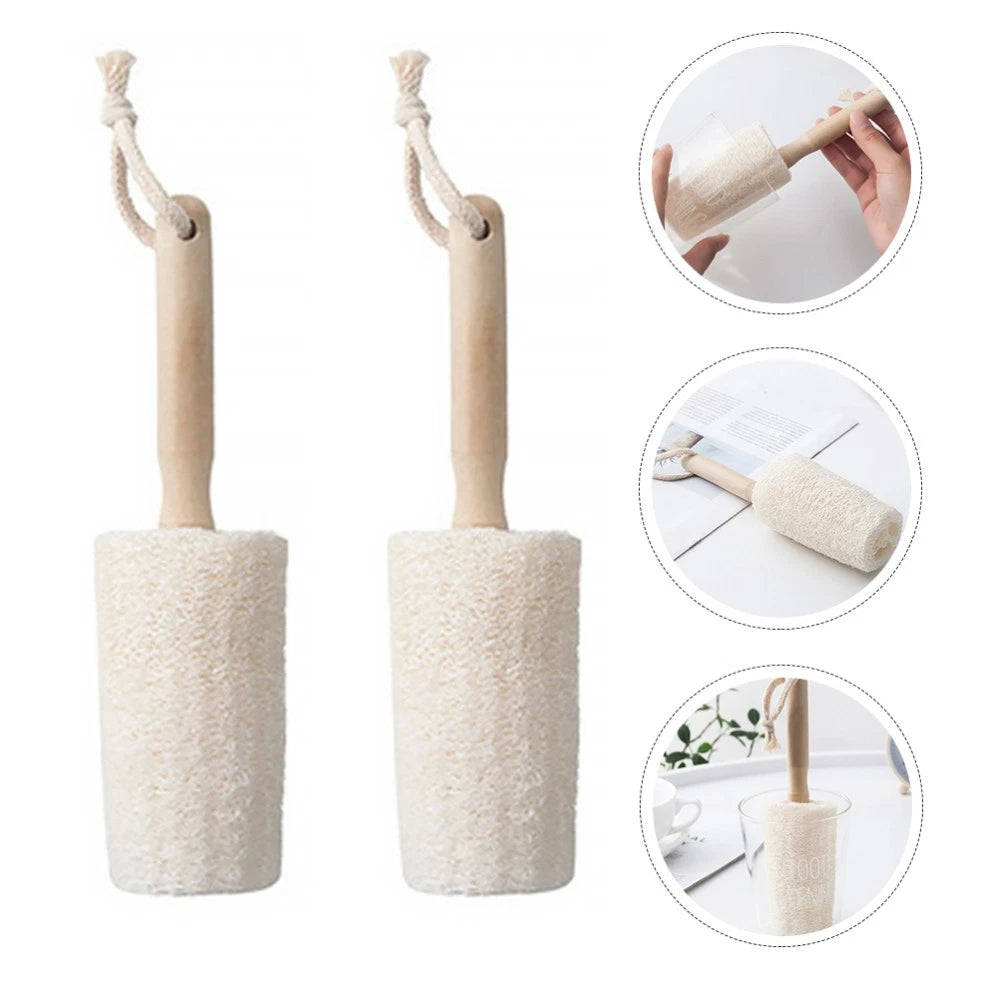 2Pcs Loofah Body Brush with Handle for Exfoliating Bathing Experience