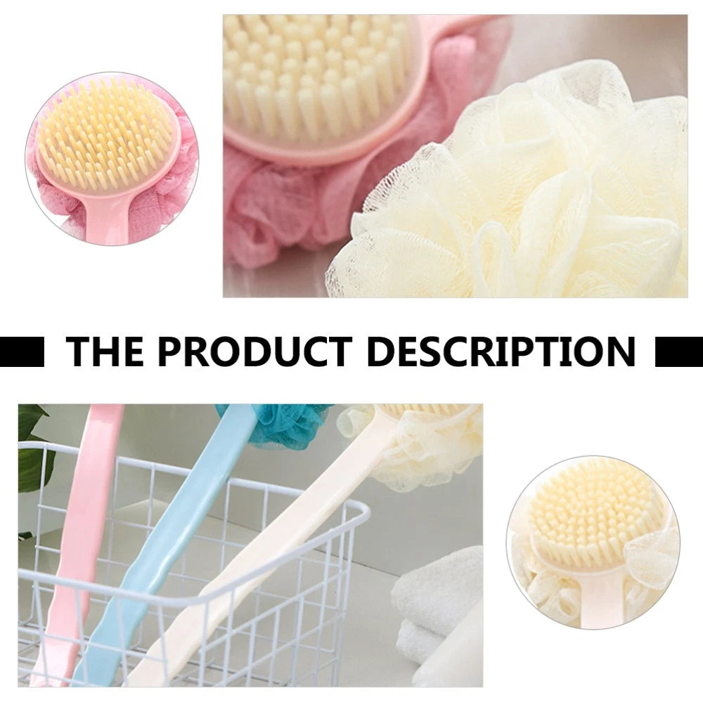 2 Pcs Back Rub Bath Brush Elderly Body Shower Scrubber Exfoliator Washing for
