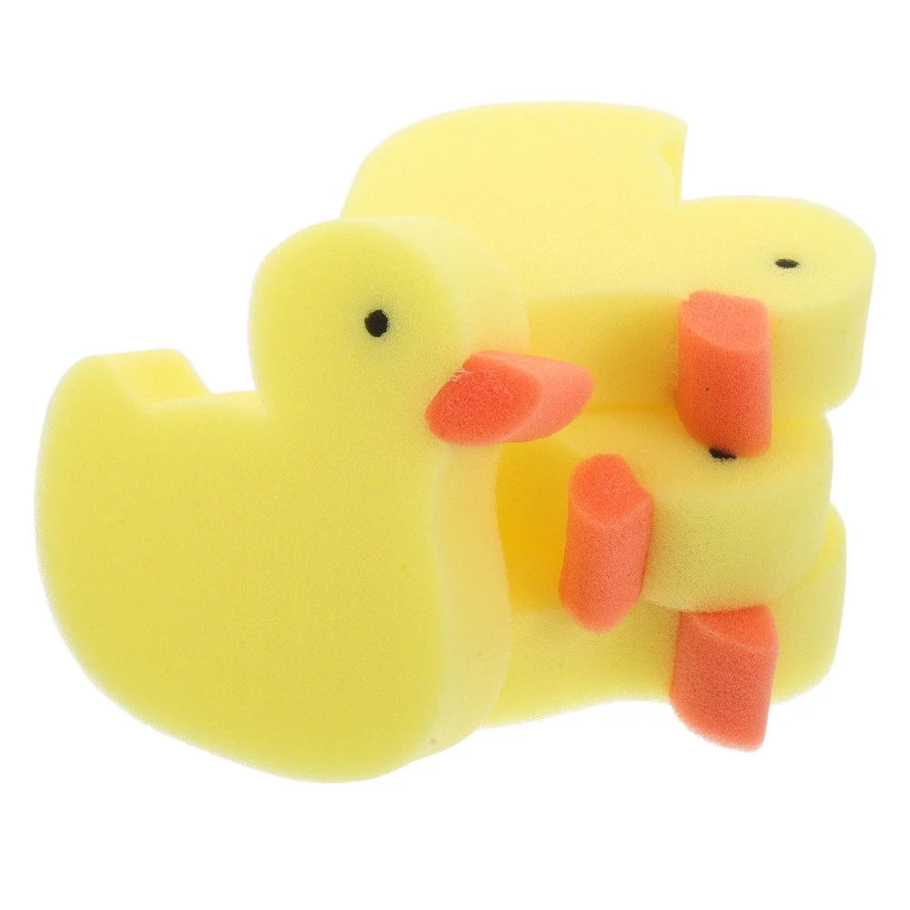 4 Pcs Little Yellow Duck Bath Brush Toddler Cute Sponge Body Shower