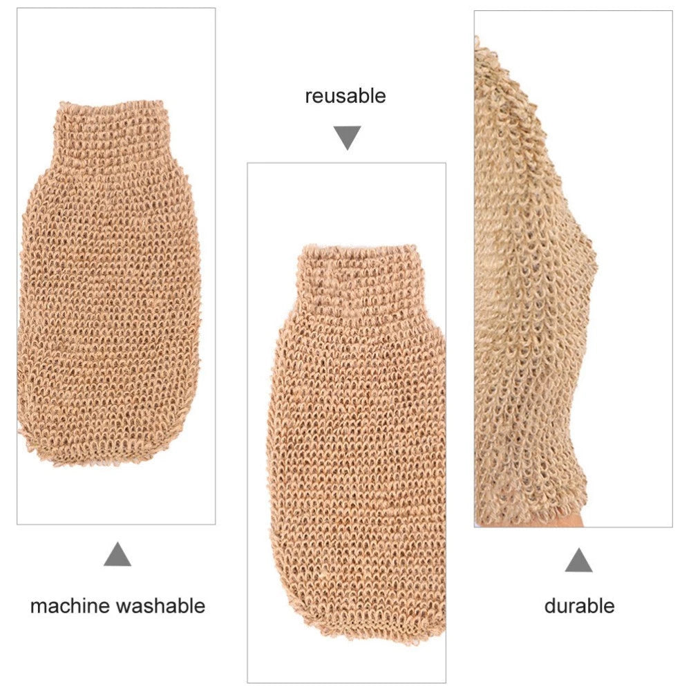 2Pcs Ramie Jute Bath Glove Exfoliating Scrubber for
