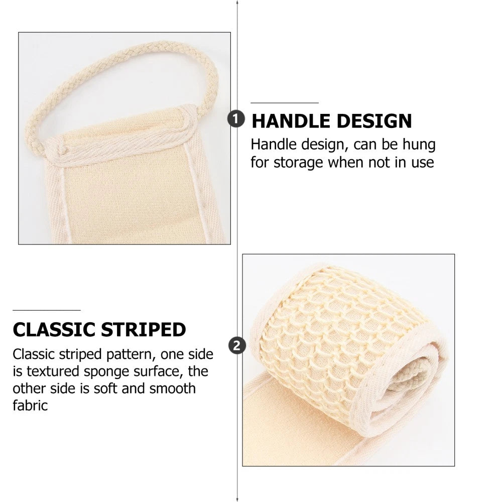 2 Pcs Shower Exfoliating Bath Scrubber Fabric Back Strap Skin Cleaning Brush