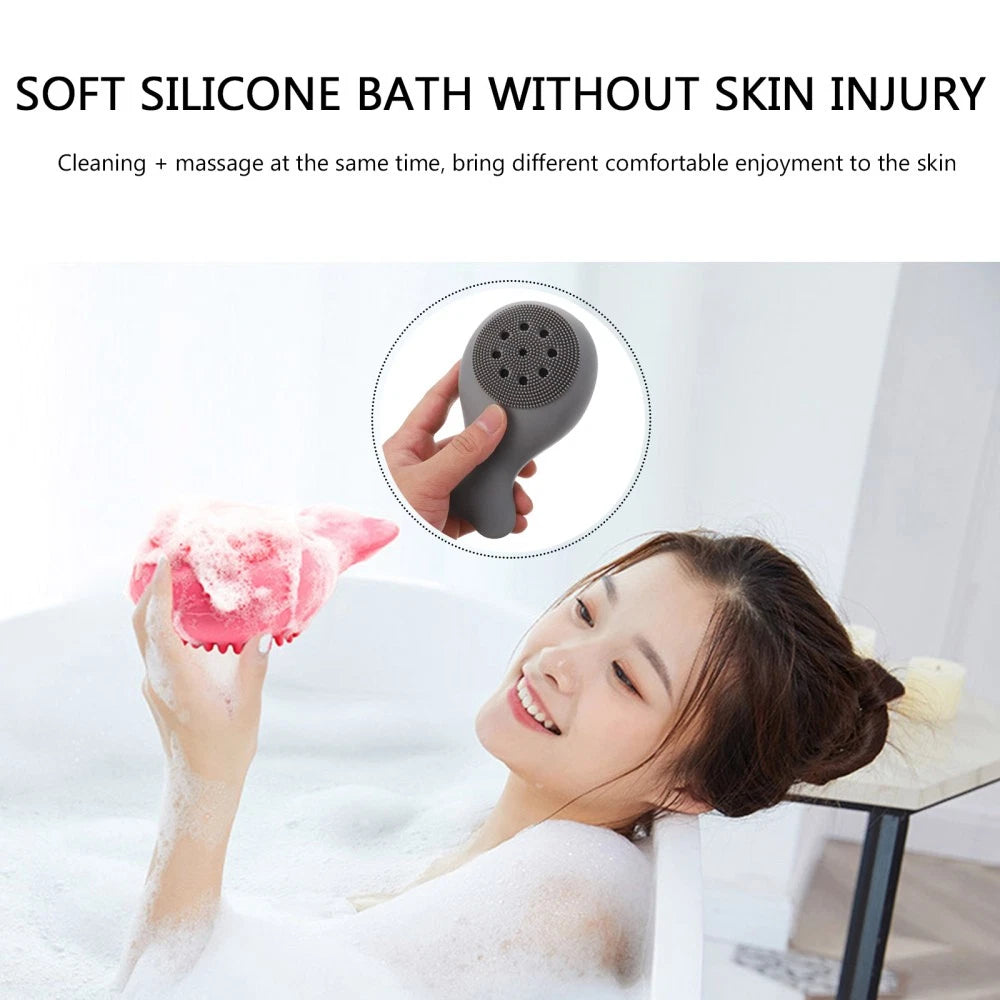 2 Count Silicone Bath Brush Body Scrubbers Child Baby Cleaning Tools