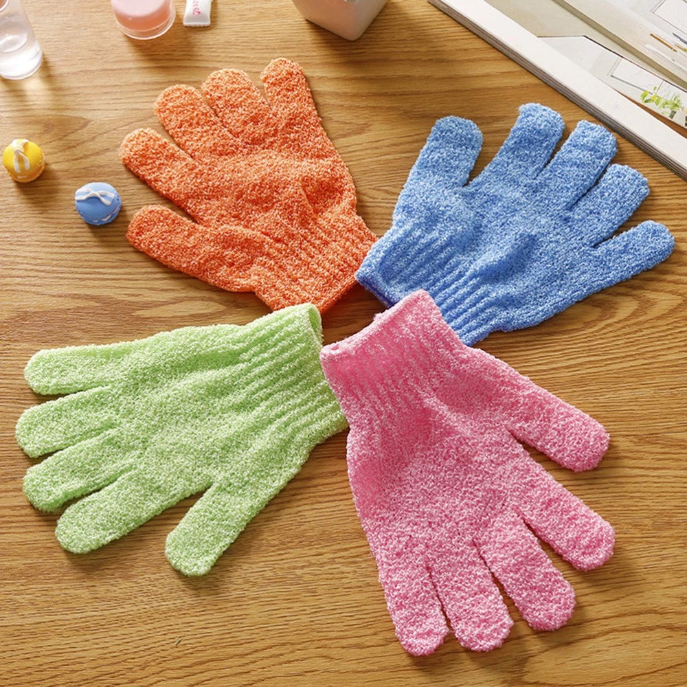 5 Pairs Bath Exfoliating Glove Five Fingers Body Scrub Gloves Bath Shower Sauna