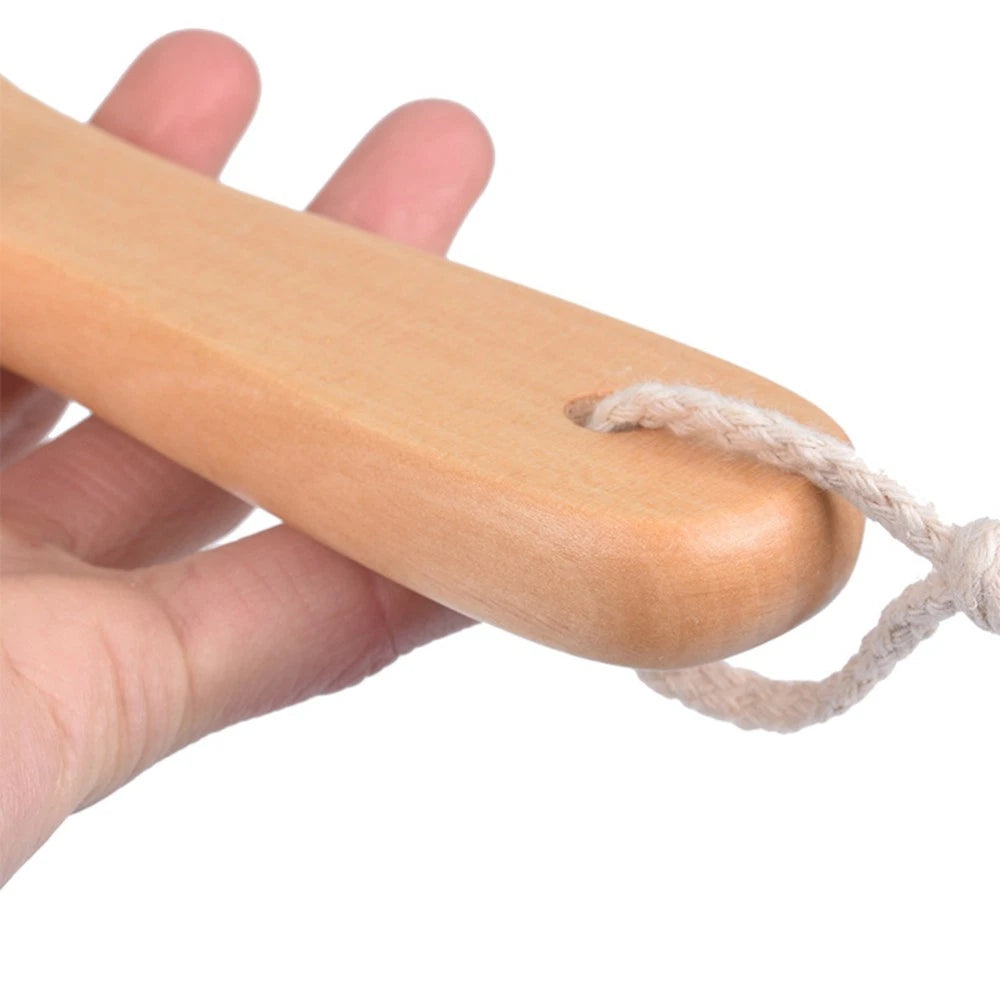 1pc Wood Handle Bath Bristle Brush Exfoliating Back Scrubber