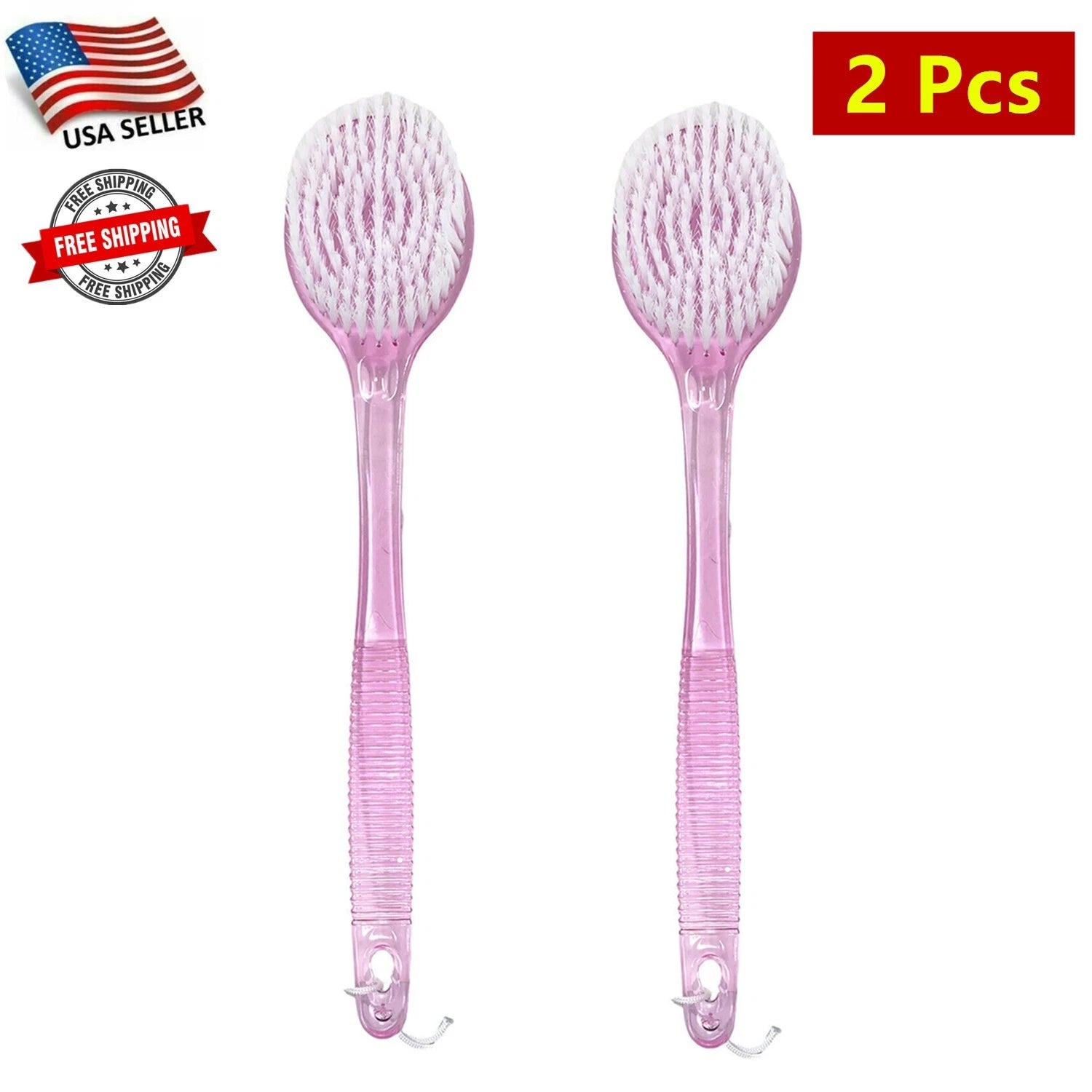 2 Pcs of 14" Exfoliating Back Scrub, Shower Bath Body Brush Scrubber & Massager