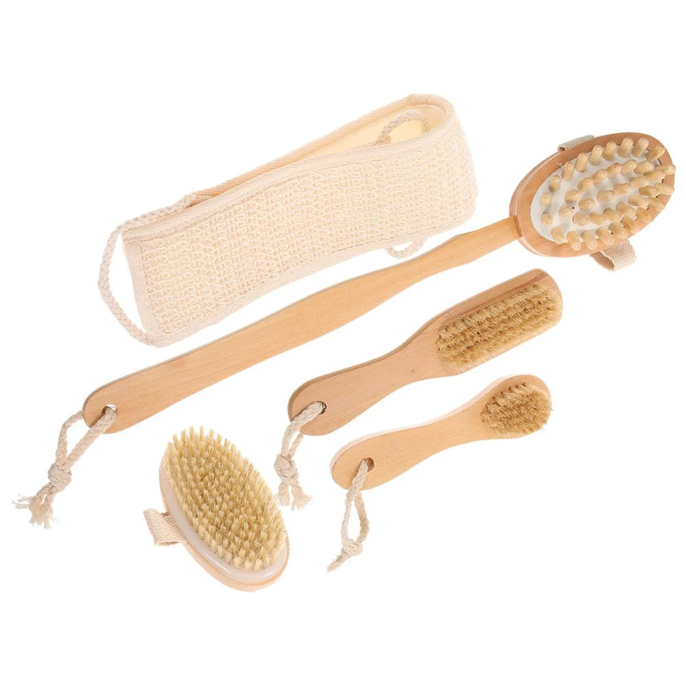5pcs Bathing Supplies Assorted Exfoliating Brush Loofah Shower Back Scrubbing