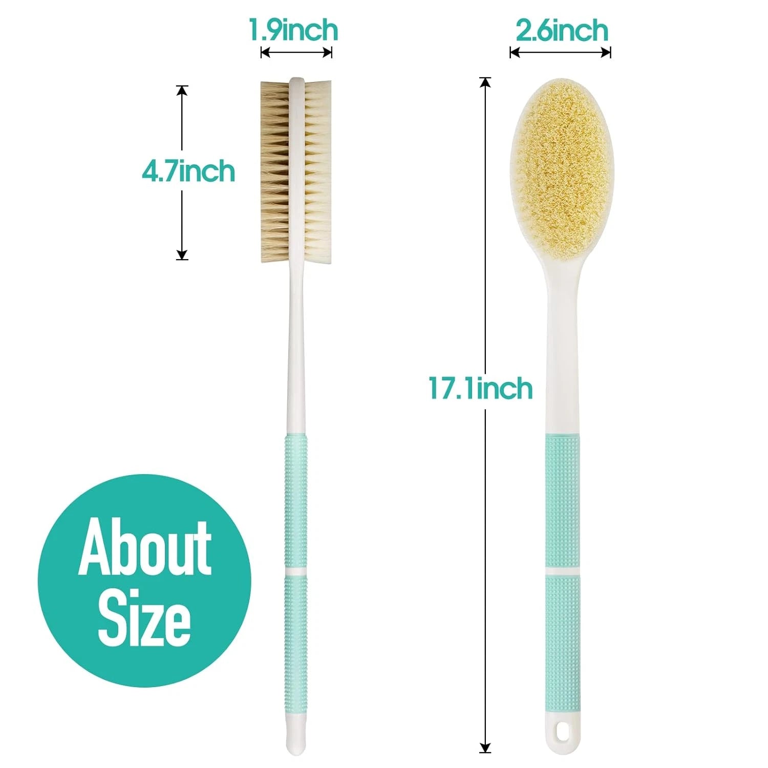 Back Scrubber for Shower Long Handle Body Brush Soft & Stiff Bristles Exfoliate