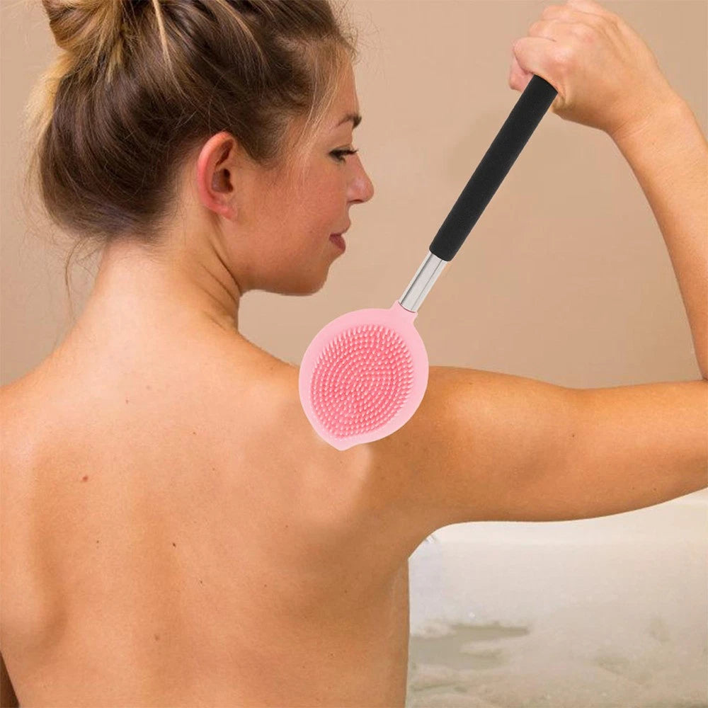 2 Pcs Bath Brush Child Back for Shower Ergonomic Silicone Body Scrubber