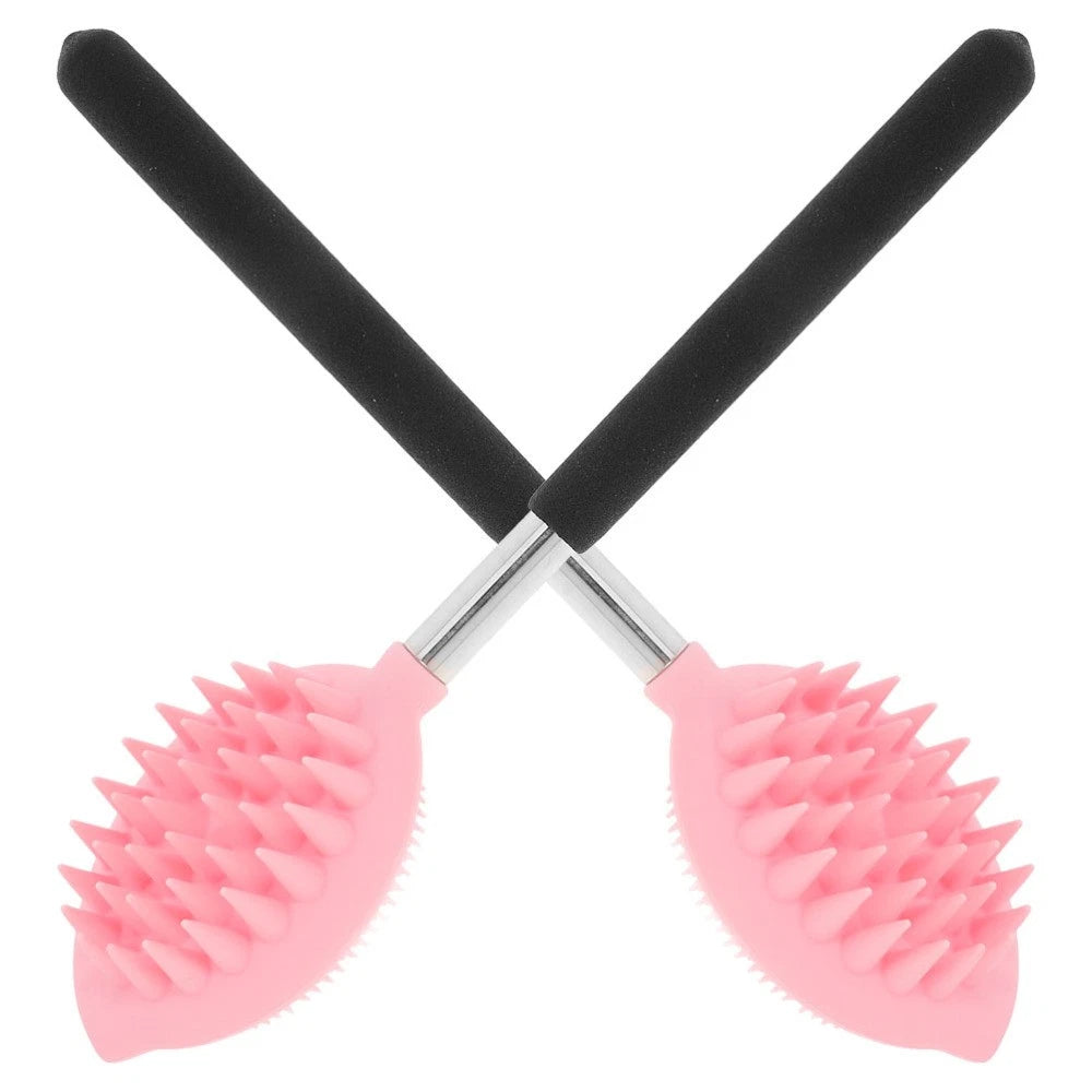 2 Pcs Bath Brush Child Back for Shower Ergonomic Silicone Body Scrubber