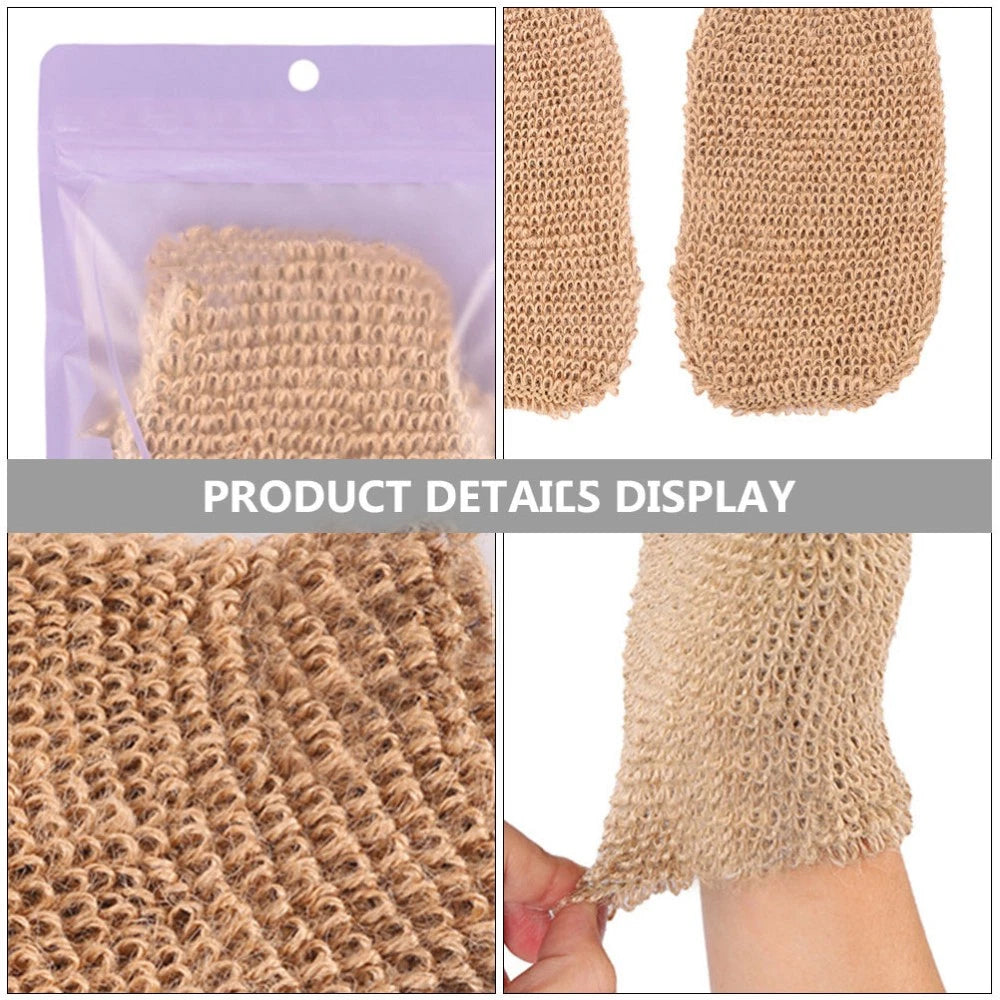 2Pcs Bath Glove Exfoliating Scrubber Ramie Jute for Body Care