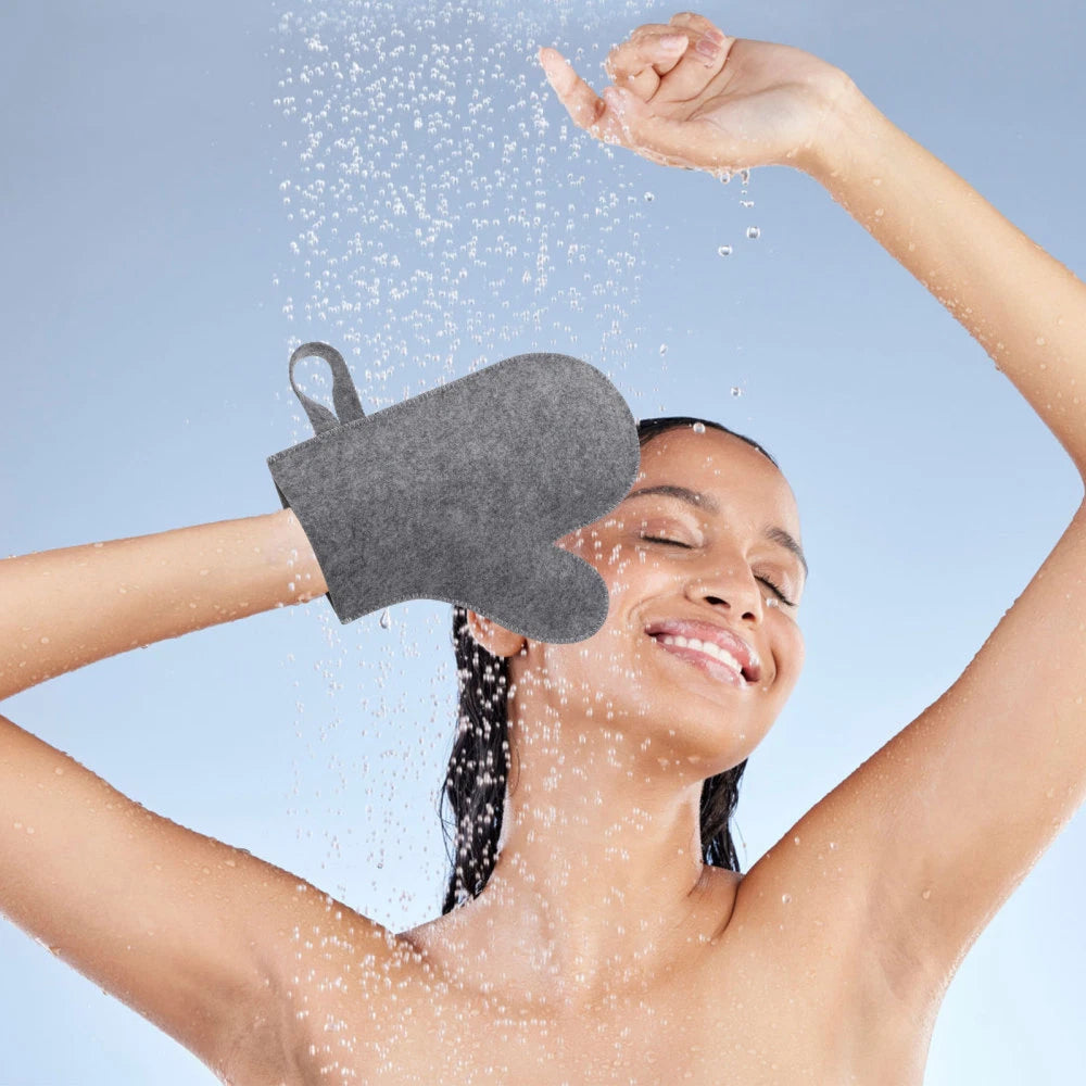 2Pcs Body Scrub Spa Mitt Glove Felt Sauna Gloves Scrubber Fashion